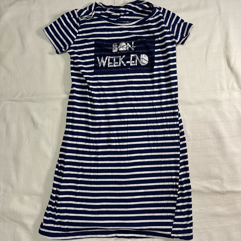 La Vie En Rose Navy and White Striped Nightdress